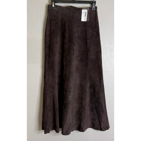 Chico's Dresses & Skirts - Chicos 0 US Small Suede Jalyn Maxi Skirt Chocolate Brown Genuine Leather NEW